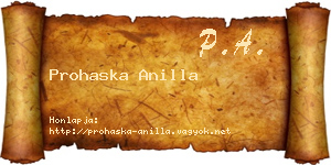 Prohaska Anilla névjegykártya